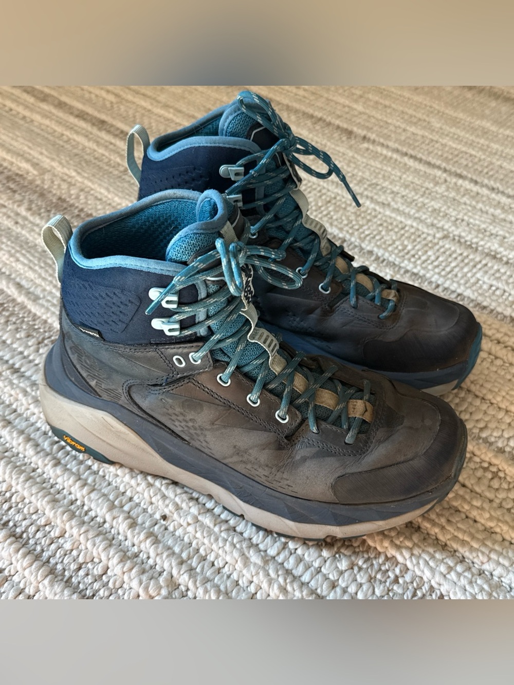 Women’s HOKA Kaha GTX Blue Hiking Boots Size 7.5 Used Gore-Tex Hiking Shoe